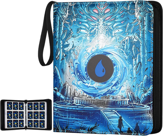 Card Binder for MTG Cards, Premium 9 Pocket Card Binder for Trading Cards, 720 Double Sided Pocket Collector Card Album for Standard Cards,Card Collection Folder for YGO/PTCG/Game Cards (Blue Print)