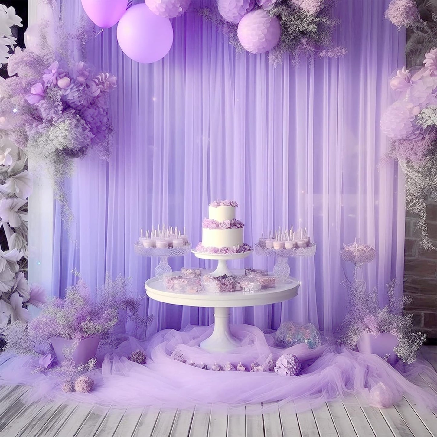 Lavender Tulle Backdrop Curtains for Parties Baby Shower Birthday Wedding 10ft X 10ft Sheer Backdrop Curtains for Butterfly Elephant Memaid Photoshoot Decorations