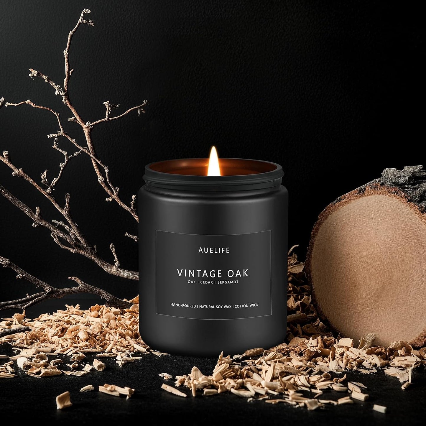 Scented Candles for Men | Vintage Oak Candle - Candle for Men, Manly Candles for Home Scented, Man Gifts for Him/Friend -7oz Black Jar