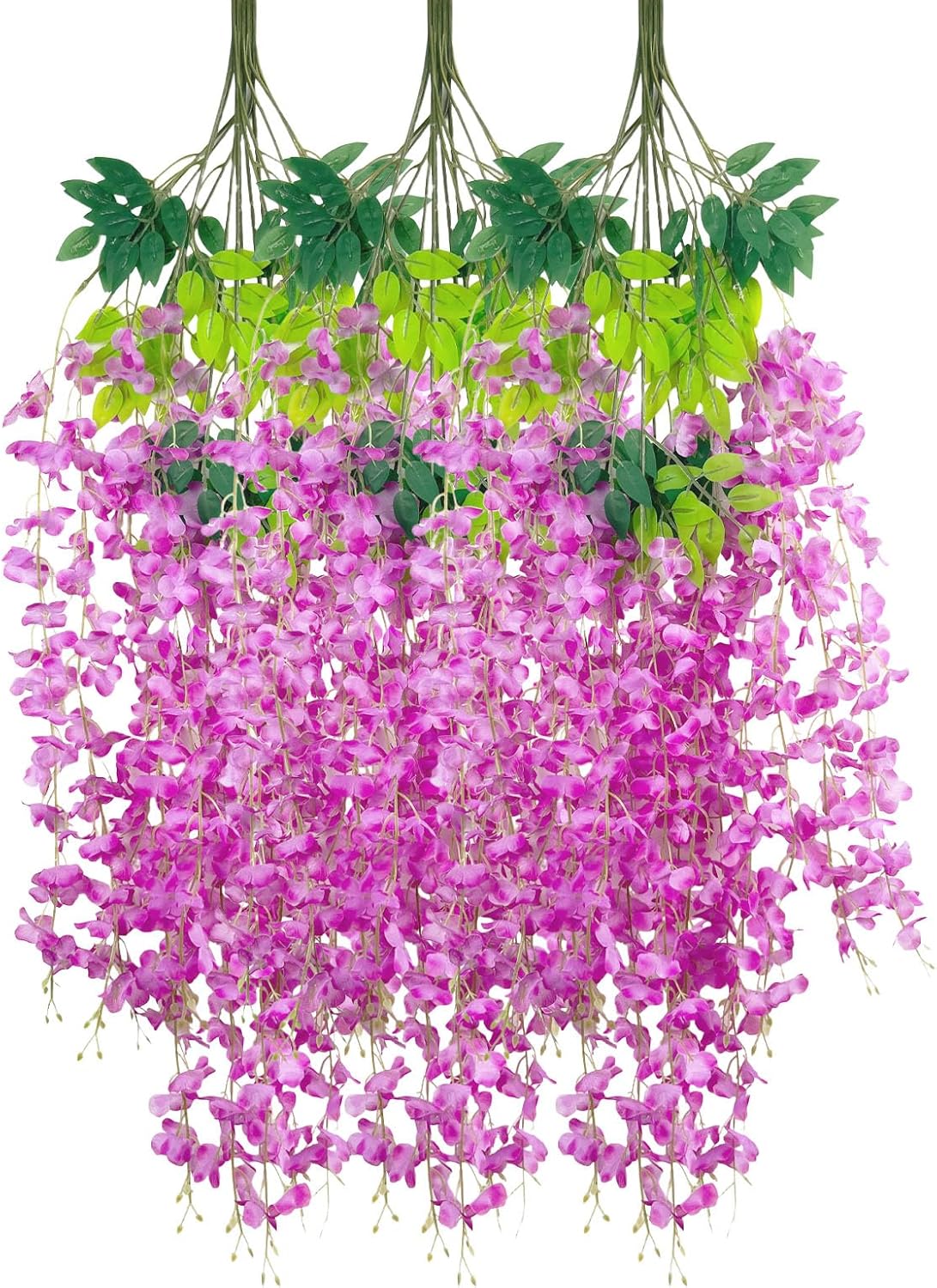 12 Pack Purple Red Wisteria Hanging Flowers Garland, 3.77 Feet Artificial Flower Vines, Fake Wisteria, Artificial Vines Hanging Garland for Backdrop Outdoor Yard Garden Decor