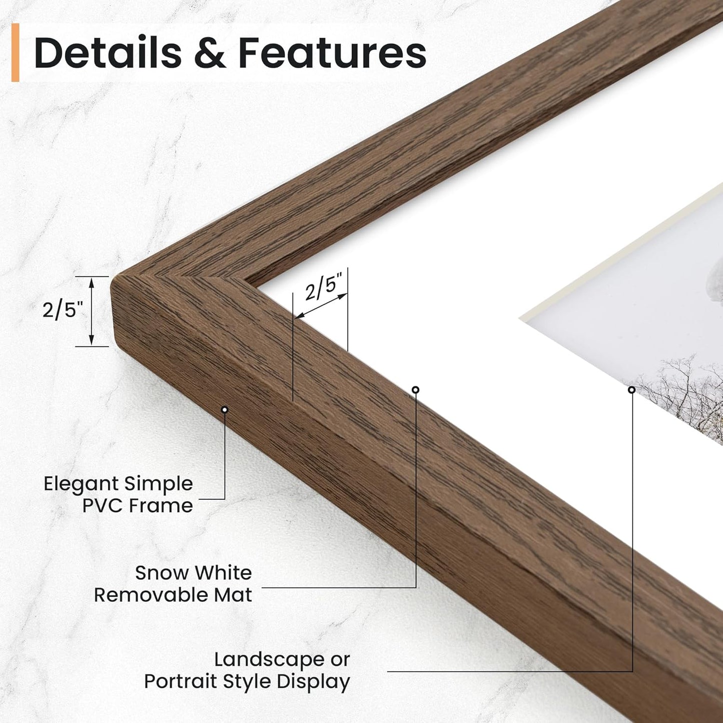 11x14 inch Picture Frame, 11x14 Photo Frames with 8x10 Removable Mat - High Definition Plexiglass - Vertical and Horizontal Display - Wall Hanging Frame - Walnut Color, 12 Pack