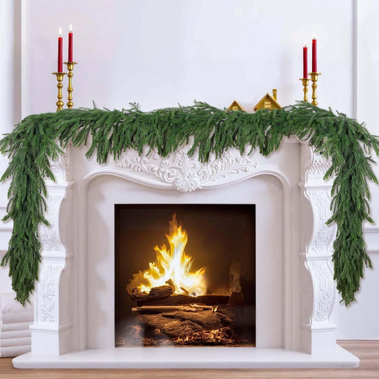 2 Pack 6FT Real Touch Norfolk Pine Garland – Artificial Evergreen Greenery Christmas Decoration for Mantel, Staircase, Table, Indoor Outdoor Rustic Farmhouse Winter Holiday Decor
