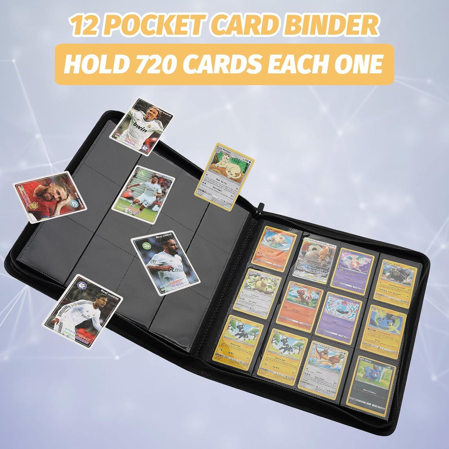 Trading Card Binder, Card Collection Binder Album Folder with 720 Side Loading Pockets, 12 Pocket Trading Card Album Folder for TGC,MTG, Baseball Cards, Yugioh