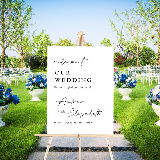 Welcome Sign For Wedding Entrance, Welcome To Our Beginning Wedding Sign, Welcome To Our Wedding Sign With Stand, Engagement Party Welcome Sign