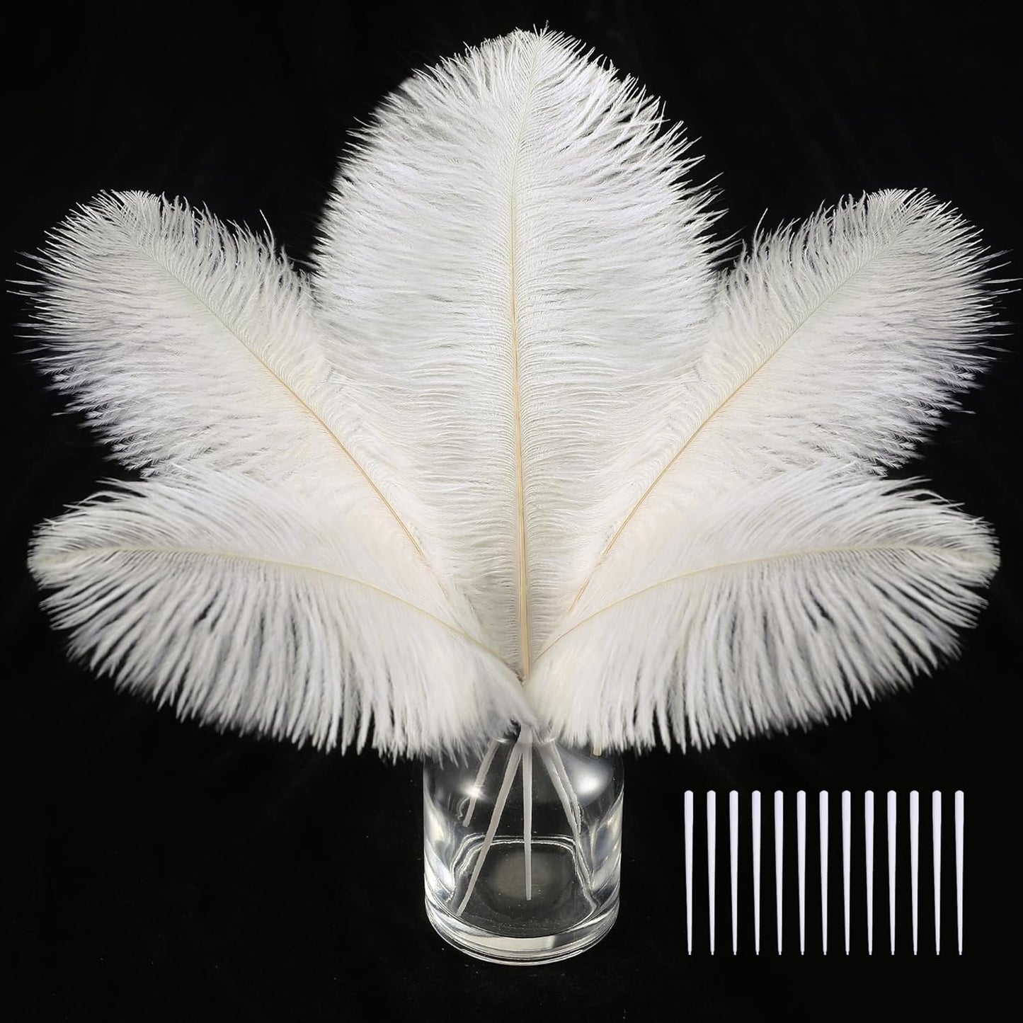 SOGUGOM White Craft Ostrich Feathers - 30PCS 6-8 Small Ostrich Feathers Kit for Kindergarten Crafts, Dream Catchers and Hats(Off White)