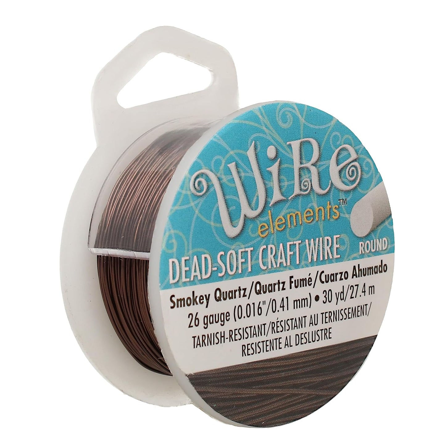 The Beadsmith Wire Elements Craft Wire – Tarnish Resistant, Soft Temper, Round, Smoke Quartz Color – 0.41mm, 26 Gauge, 30 Yard Spool – Jewelry Making, Wire Wrapping, Floral, & Other DIY Crafts