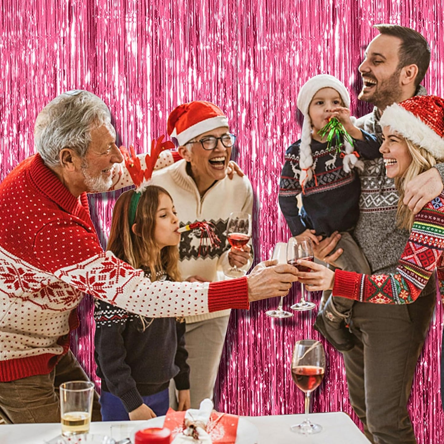 20 Pack Pink Backdrop Decorations - Tinsel Curtain Party Backdrop Foil Fringe Birthday Photo Booth Streamer Backdrop Pink Theme Bachelorette Graduation Decorations