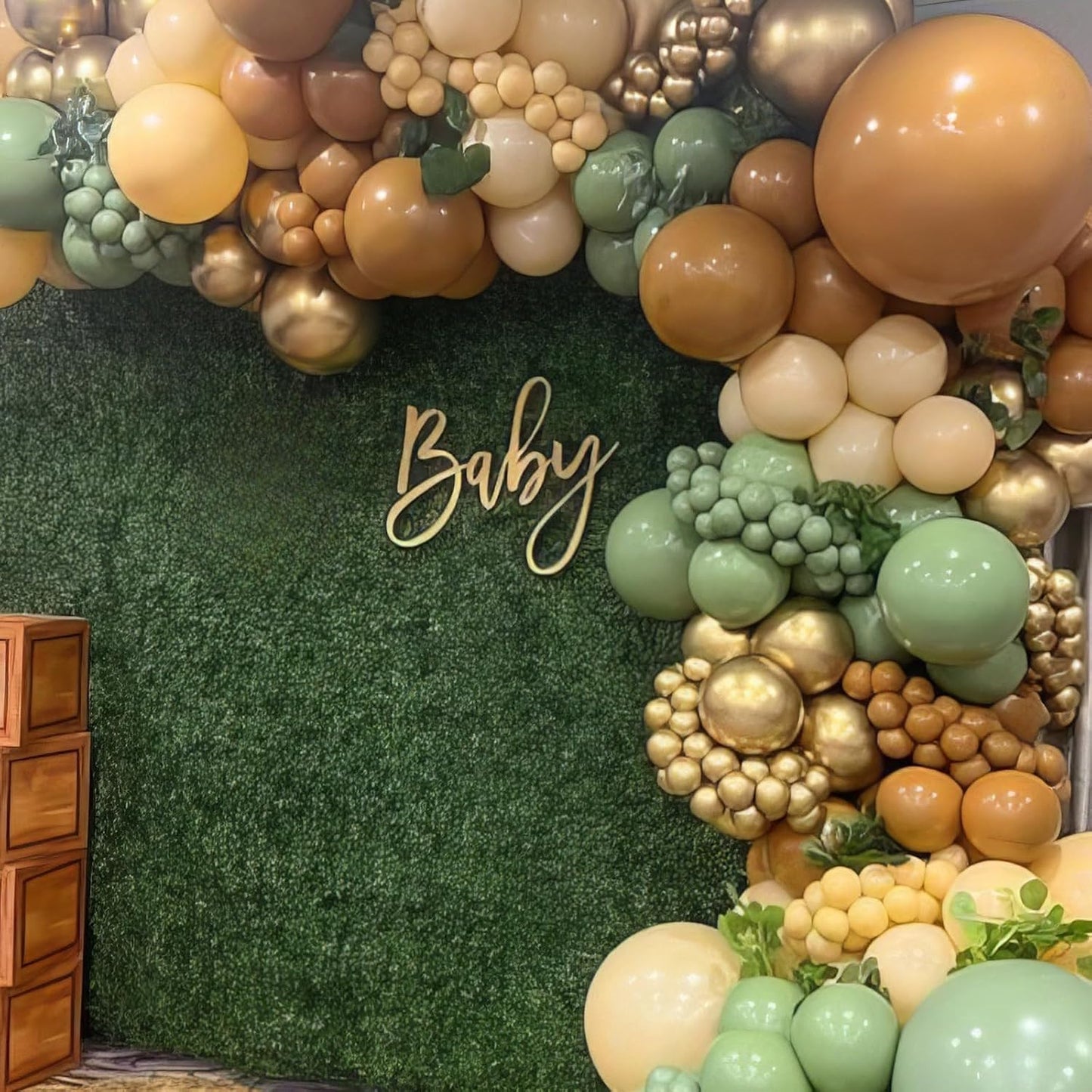 Green Brown Gold Balloons, 50PCS Green and Brown Balloons, Sage Metallic Gold Coffee Balloon for Birthday Baby Shower Safari Jungle Nature Forest Theme Party Wedding Bachelorette Decorations