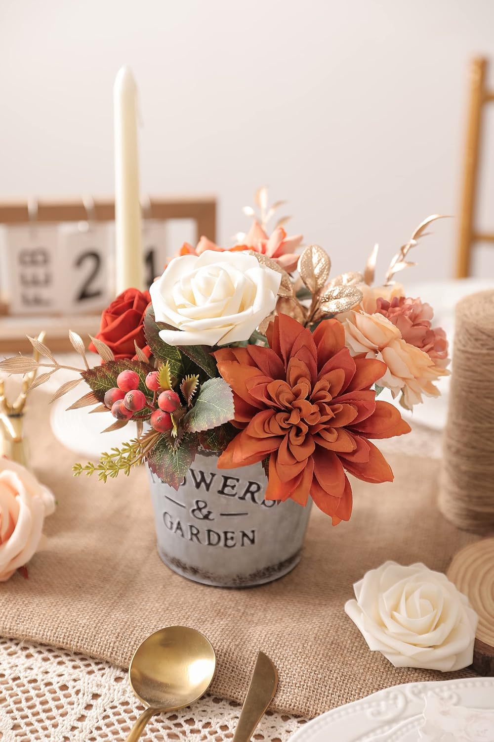 Serra Flora Artificial Flowers Combo Box Set Faux Flowers Bulk Flower Leaf with Stems for DIY Wedding Bouquets Centerpieces Baby Shower Party Home Decorations