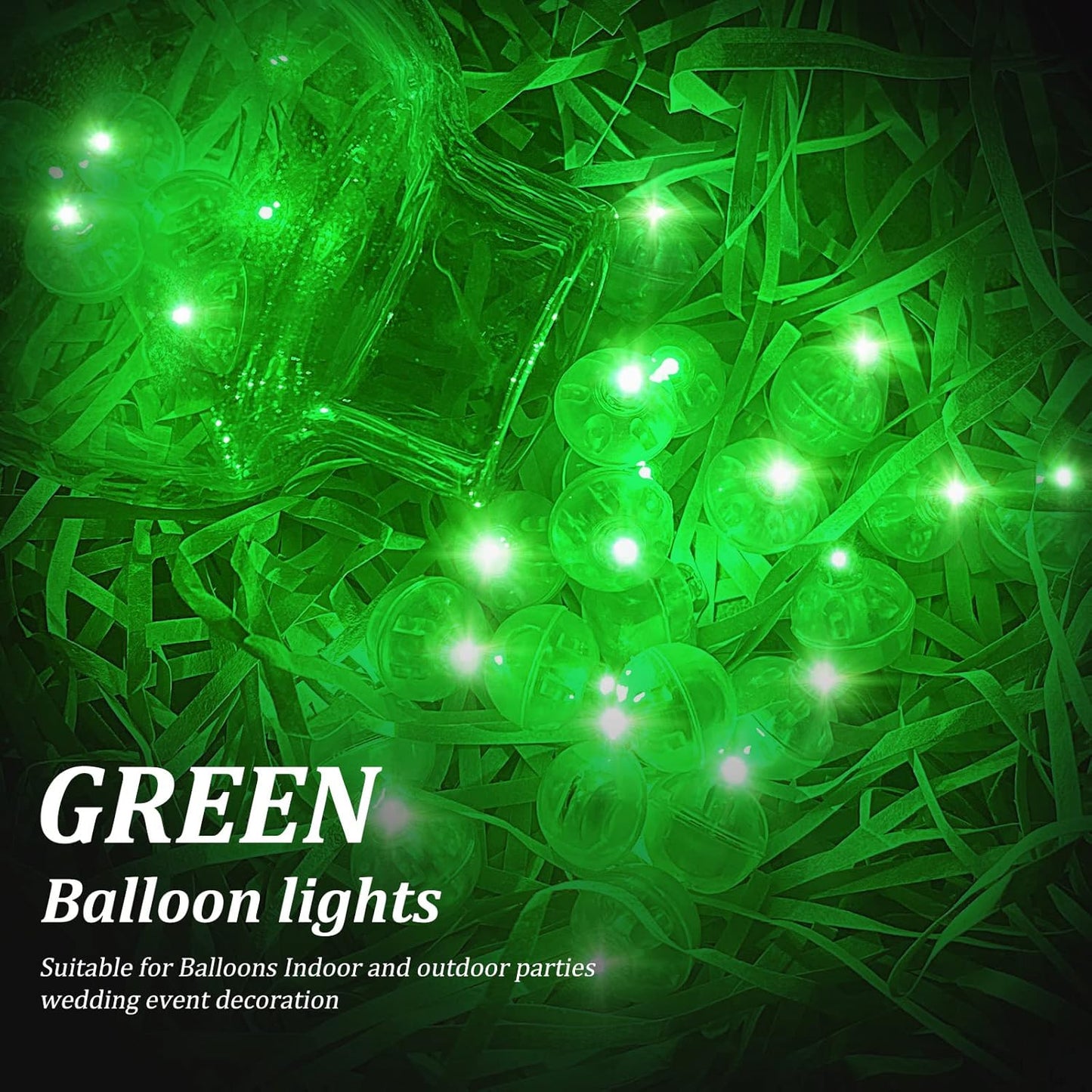 50pcs LED Green Balloon Lights, Round LED Mini Lights for Paper Lantern Balloon Birthday Party Event Indoor Outdoor Wedding Decoration Halloween Christmas Supplies