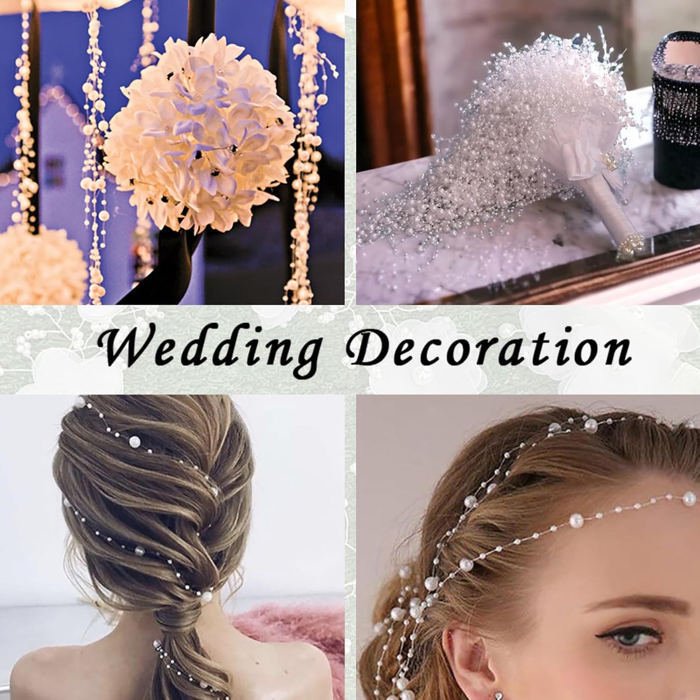 50pcs Pearls String Beads of Pearls, 10+5mm Clear Phantom Artificial Pearl String for Floating Candles Centerpieces, Vase Filler, Wedding Centerpiece Christmas Party Decor