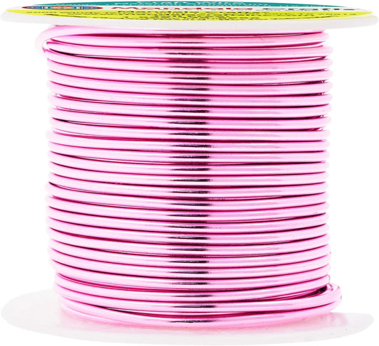 Mandala Crafts 14 Gauge Anodized Aluminum Craft Wire for Jewelry Making - 60 FT Colored Flexible Pink Wire - Bendable for Bonsai Armature Crafting Sculpting
