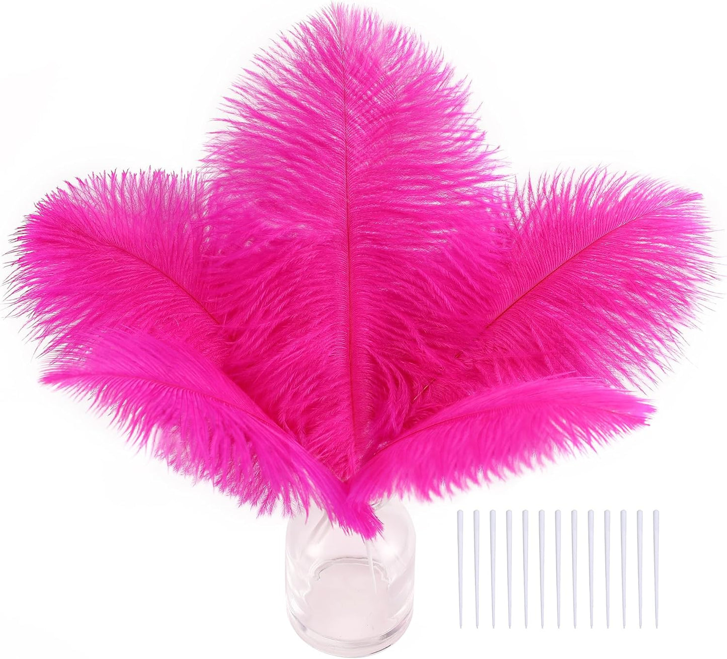 SOGUGOM Fuchisa Craft Ostrich Feathers - 30PCS 8-10 inch Ostrich Feathers Kit for Centerpieces, Kindergarten Crafts, Dream Catchers and DIY Projects(Fuchisa)
