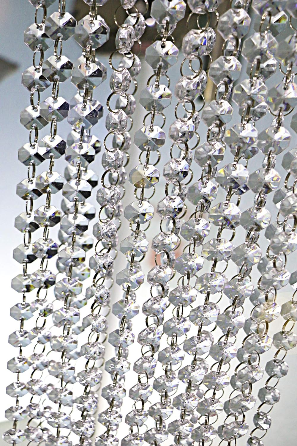 99ft Acrylic Crystal Garland Strands - Hanging Chandelier Gem Bead Chain - 14mm Clear Octagon Prism Diamond String Decorations for Wedding Party Manzanita Centerpiece Christmas Tree