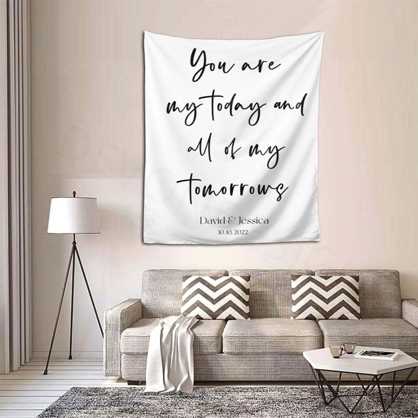 You Are My Today And All of My Tomorrows Backdrop, Custom Tapestry with Names and Date, Rustic Wedding Sign, Personalized Calligraphy Banner for Ceremony, Arch, Reception Backdrop
