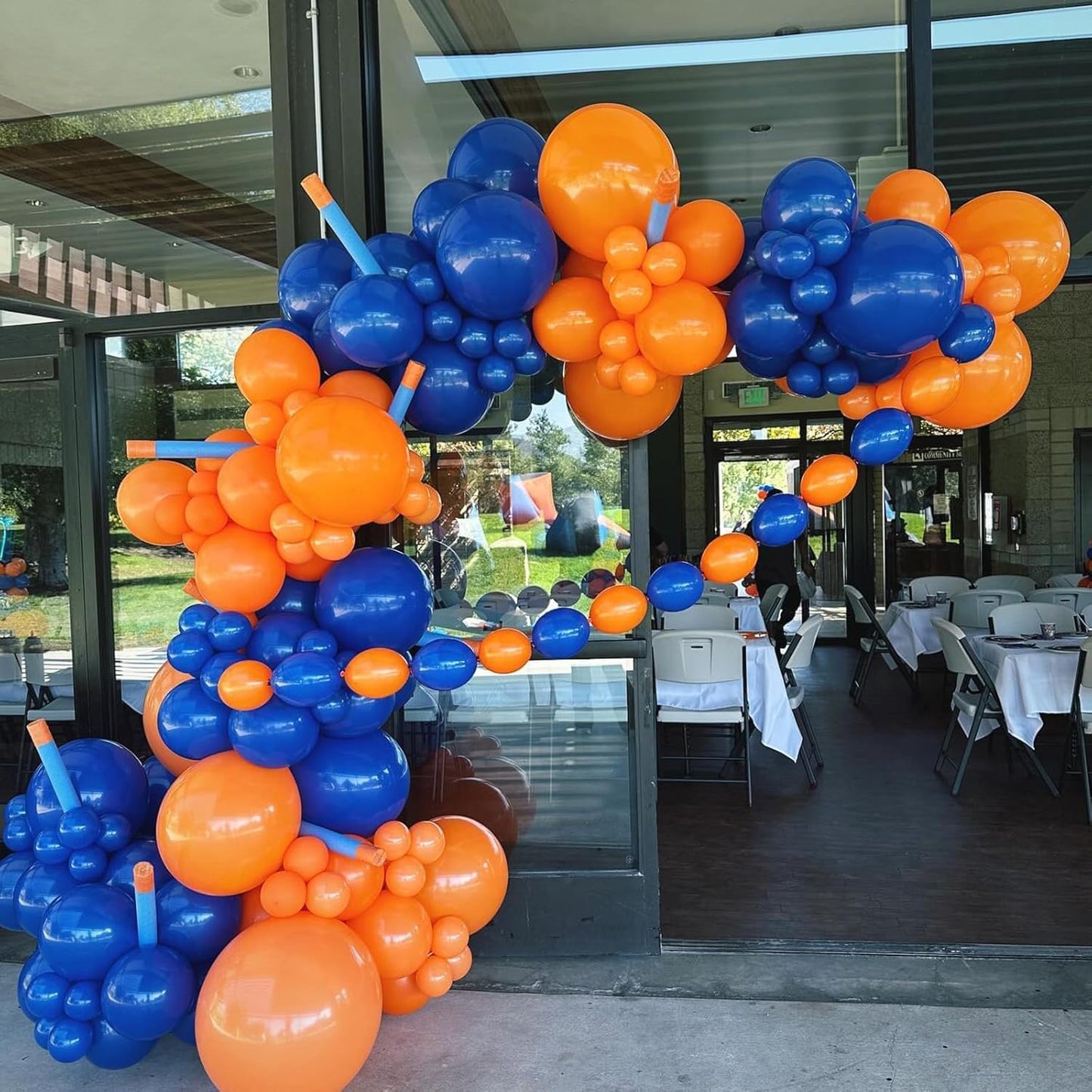 Orange and Blue Balloons, 52 PCS 12 Inch Royal Blue Chrome Gold Birthday Balloons with Confetti Balloon, Birthday Balloon Party Decorations for Engagement Graduation Thanksgiving
