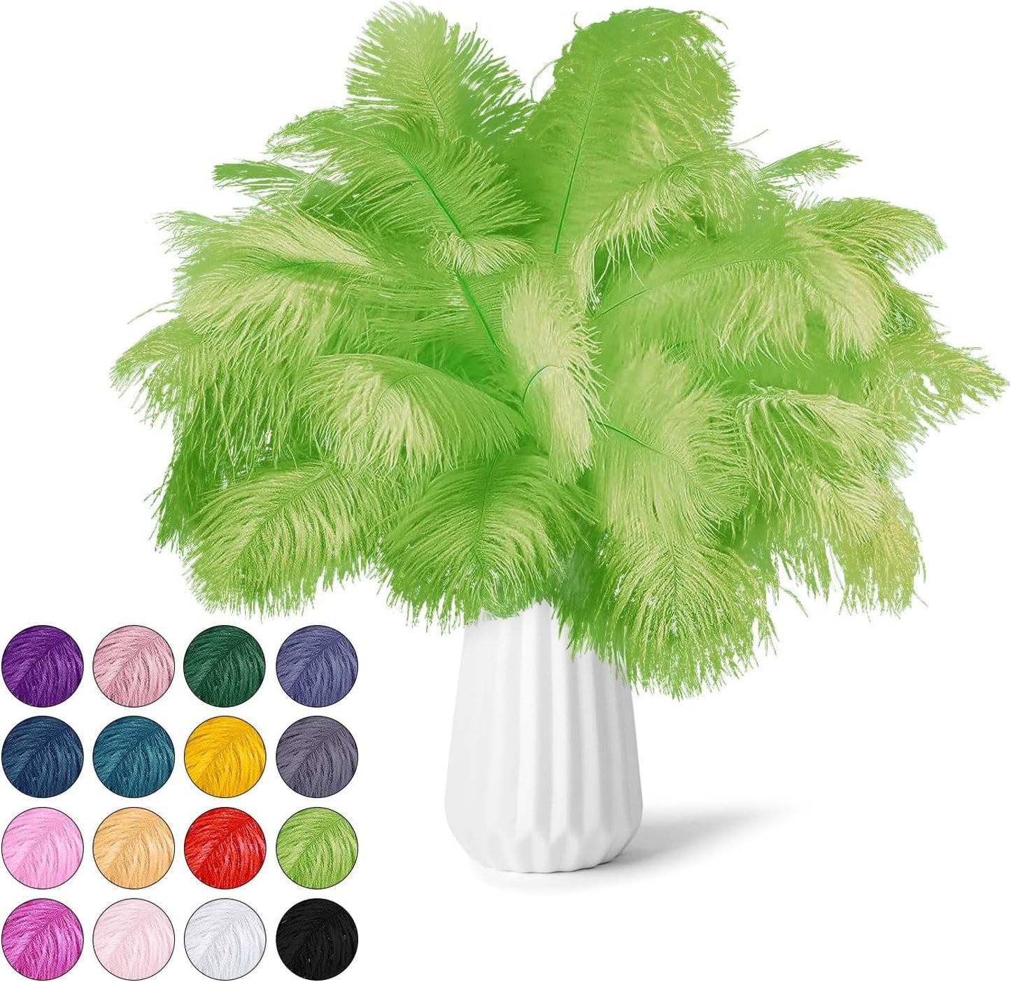 NEWONG 30pcs Fruit Green Ostrich Feathers Natural Bulk 9-12inch(23-30cm) Vase Craft Wedding Home Party Centerpieces Christmas Day Decoration