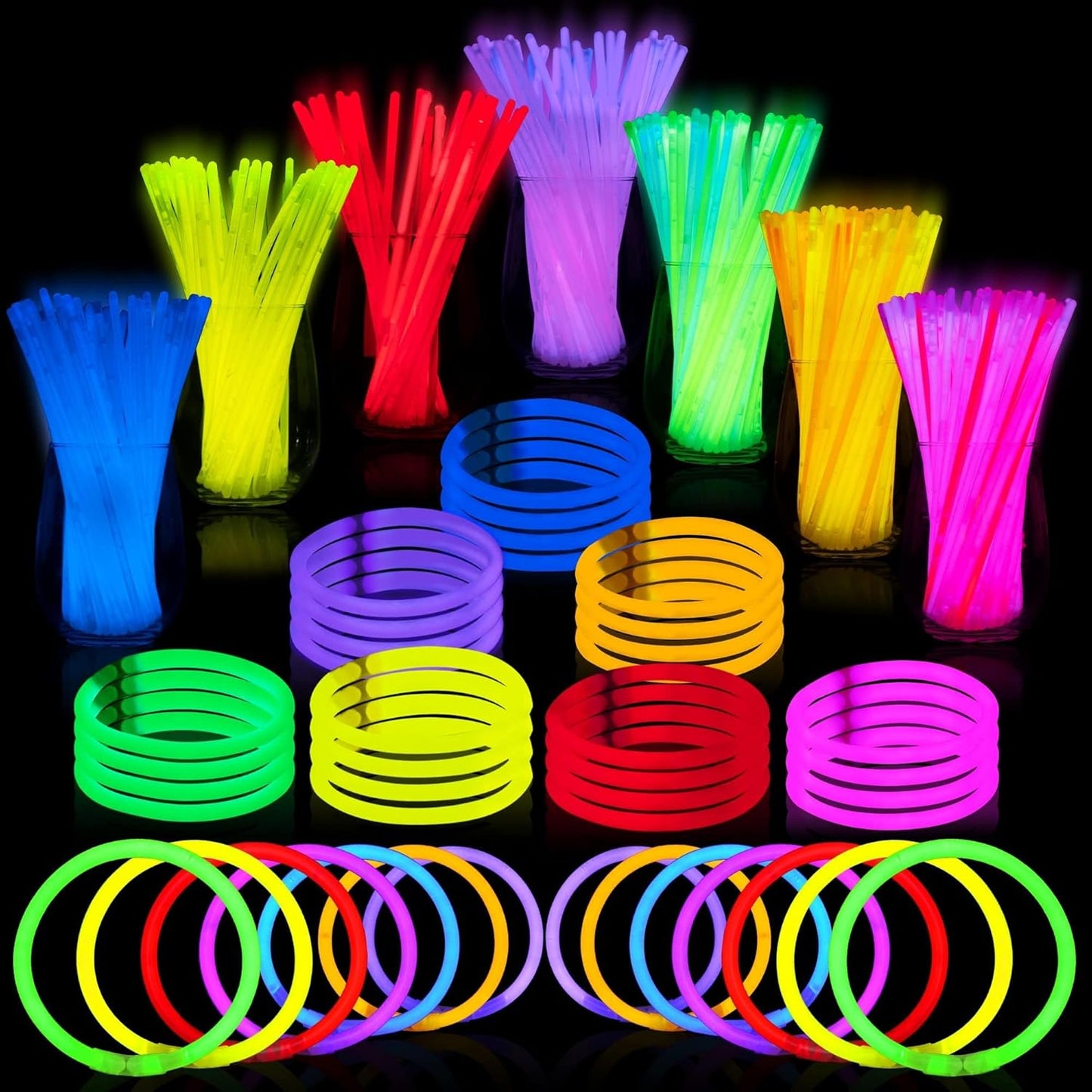 JOYIN 800 Pcs 8" Glowsticks, Halloween Supplies Pack, Bracelets Necklaces, Glow in the Dark Party Favors, Easter, Christmas, Football Party Supplies