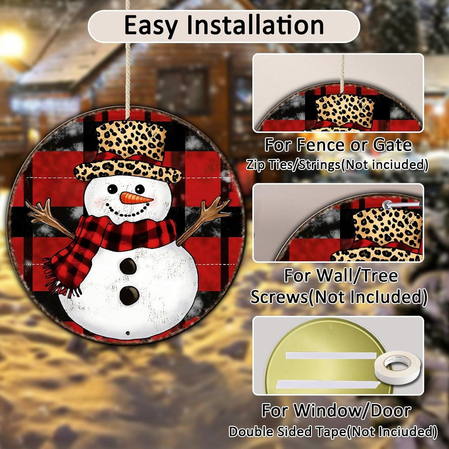 Round Christmas Snowman Tin Sign Vintage Snowman Sign Rustic Wall Decor For Christmas Home Fireplace And Holiday Gatherings Retro Sign 12 * 12 in