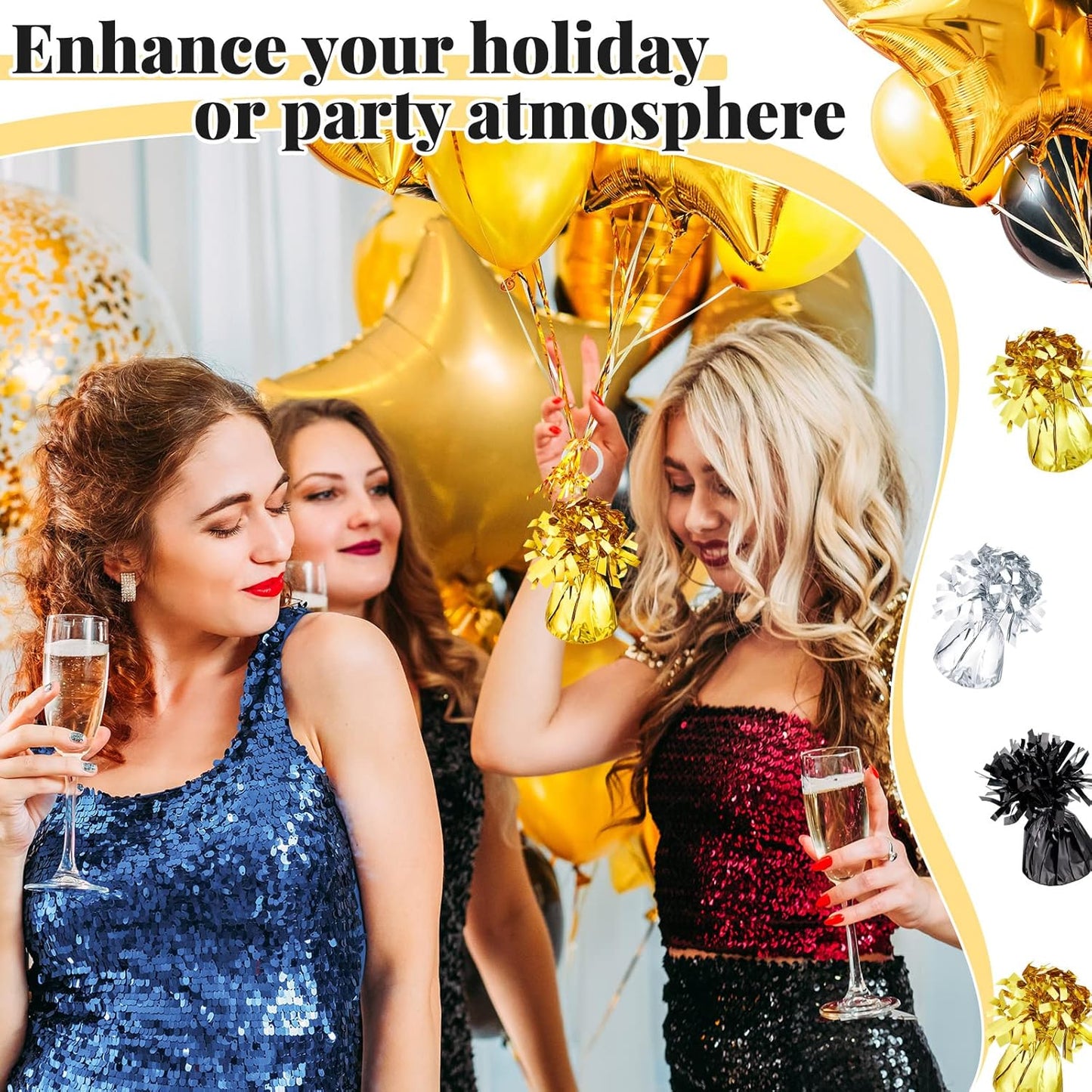 36 Pieces Metallic Balloon Weights Set Heavy Solid Balloon Weights Table Centerpiece DIY Decor for Christmas Thanksgiving Birthday Party Favors Wedding Shower