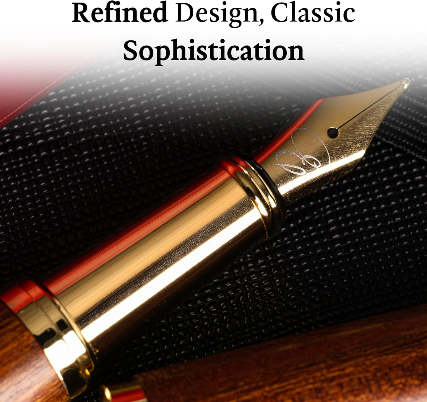 Ellington Pens Elegant Wood Fountain Pen Set – Includes Wooden Pen Box, Ink Converter, 6 Ink Cartridges, and Gift Box – Writing, Calligraphy