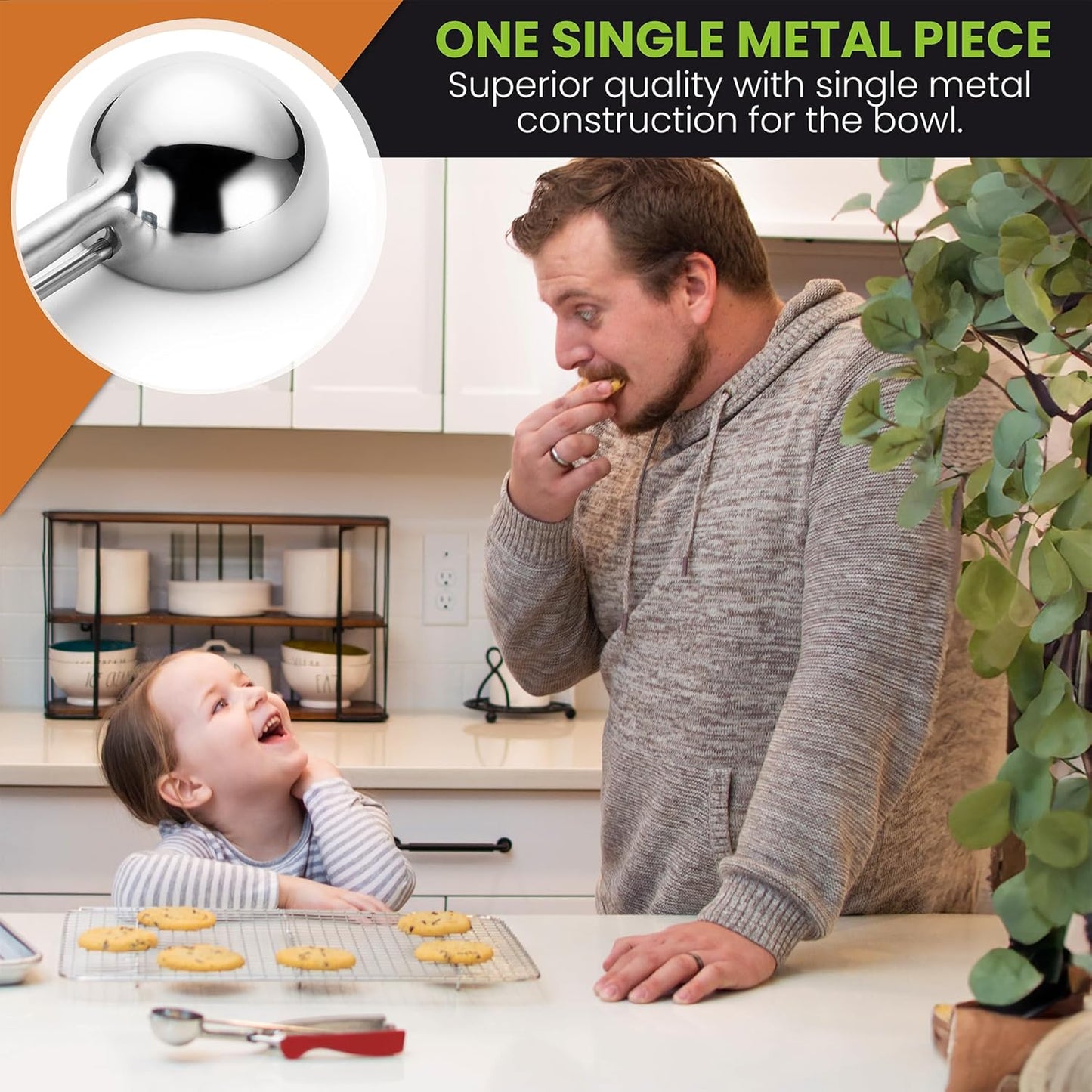 Spring Chef Red Medium 1.7 Tbsp Cookie Scoop for Baking - Stainless Steel #40 Melon Baller Scoop with Trigger Release - Multifunctional Food Scooper for Kitchen - Dishwasher Safe Cookie Baller