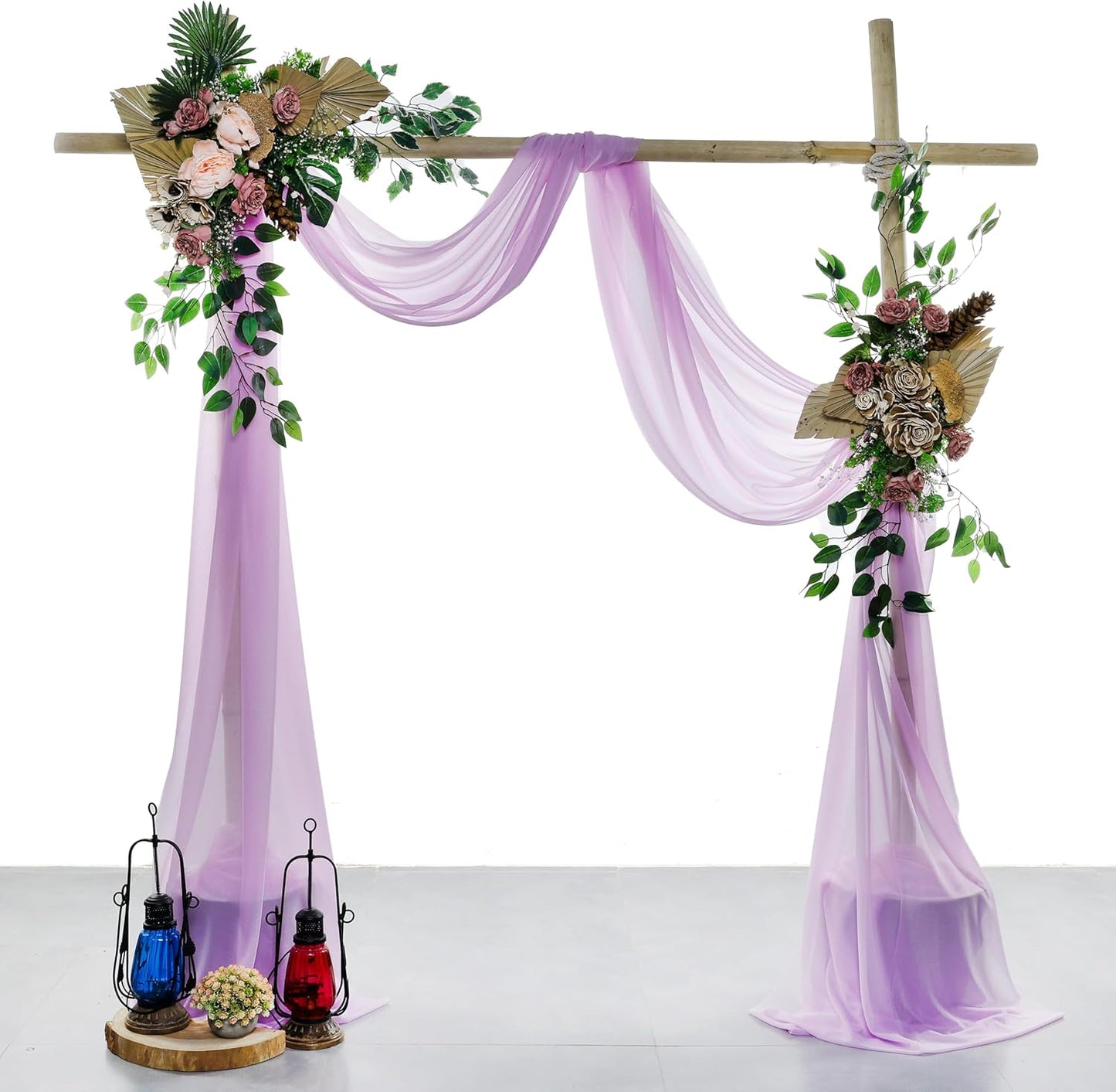 VDS Pack of 4 Panel (30 Inch X 20 Feet) Wedding Arch Draping Fabric Sheer Chiffon Fabric Drapery for Wedding Ceremony Reception Swag Backdrop Canopy Chuppah ARBO Altars Decoration (Orchid)
