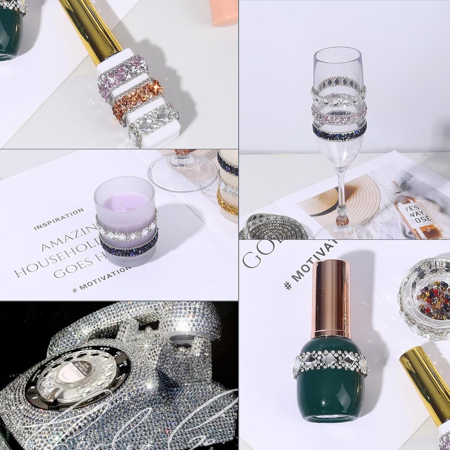 Rhinestone Ribbon 3 Yards Self Adhesive Rhinestone Strips Diamond Ribbon Sticker Crystal Roll Glitter Bling Rhinestones Tape for Crafting DIY Art Decoration (Clear,0.4 Inch)