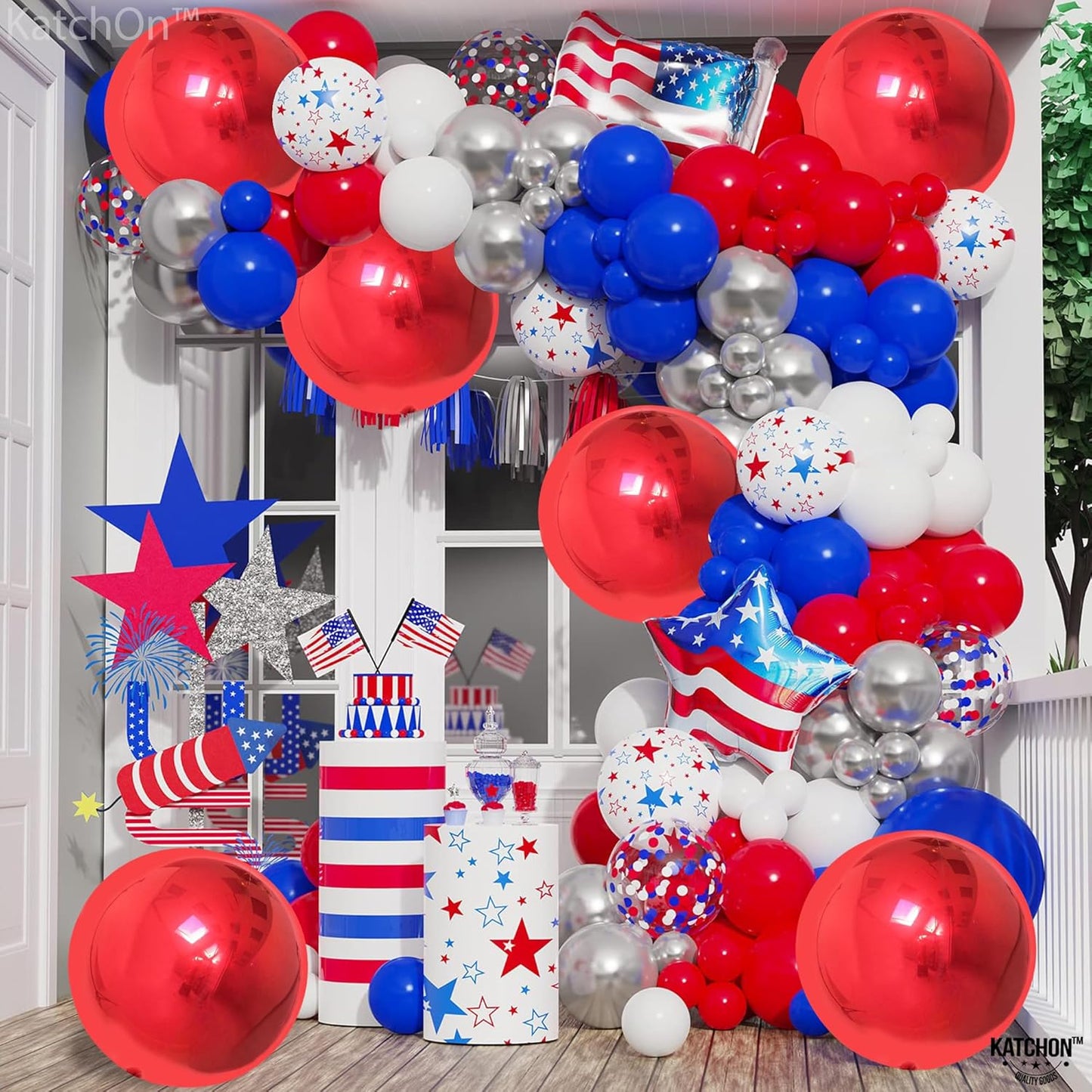 KatchOn, Red Foil Balloons - Big 22 Inch, Pack of 6 | 4D Sphere Metallic Red Balloons for Happy Birthday Decorations, Carnival Decoration, Wedding Decoration, Anniversary Decorations