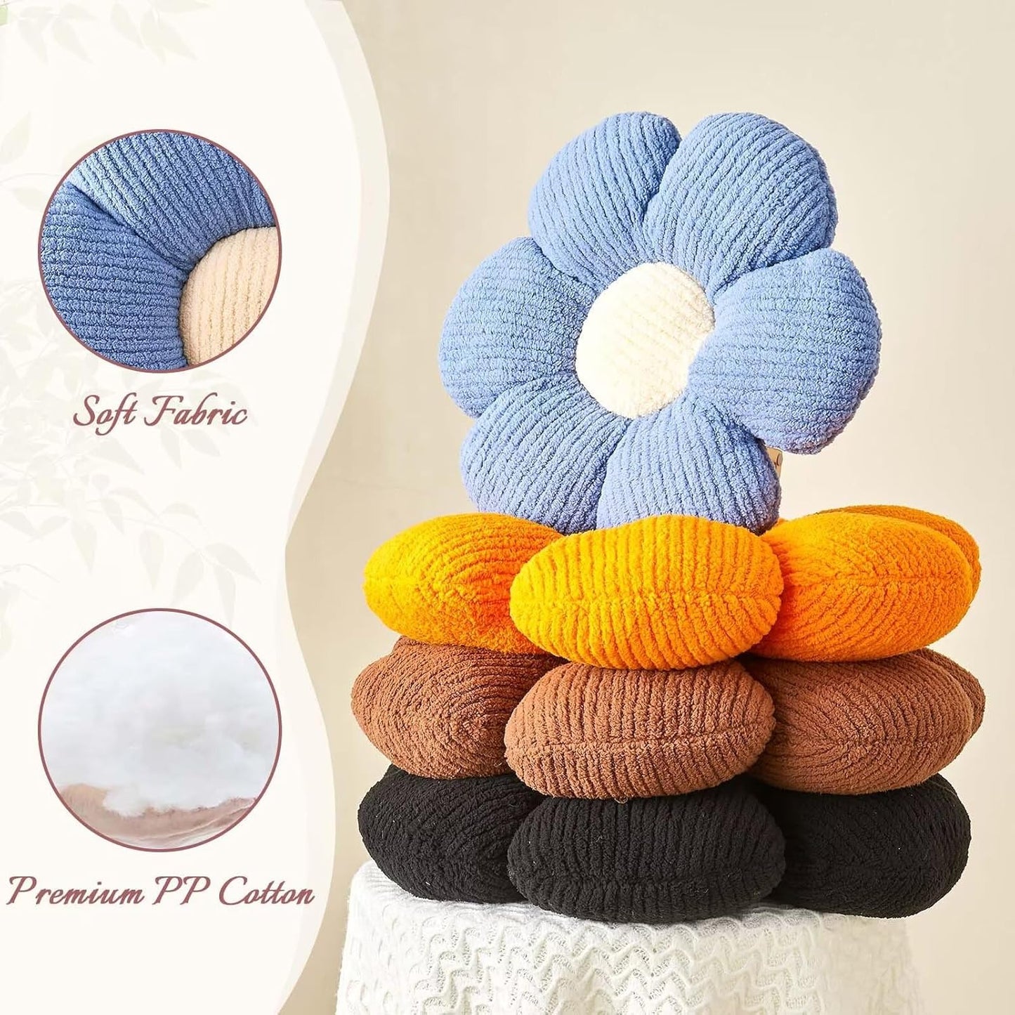 Flower Throw Pillow, Soft Orange 17.7" Shaped Floor Pillow for Home Decor, Cute Aesthetic Plush Decorative Pillows for Bed, Sofa, Couch