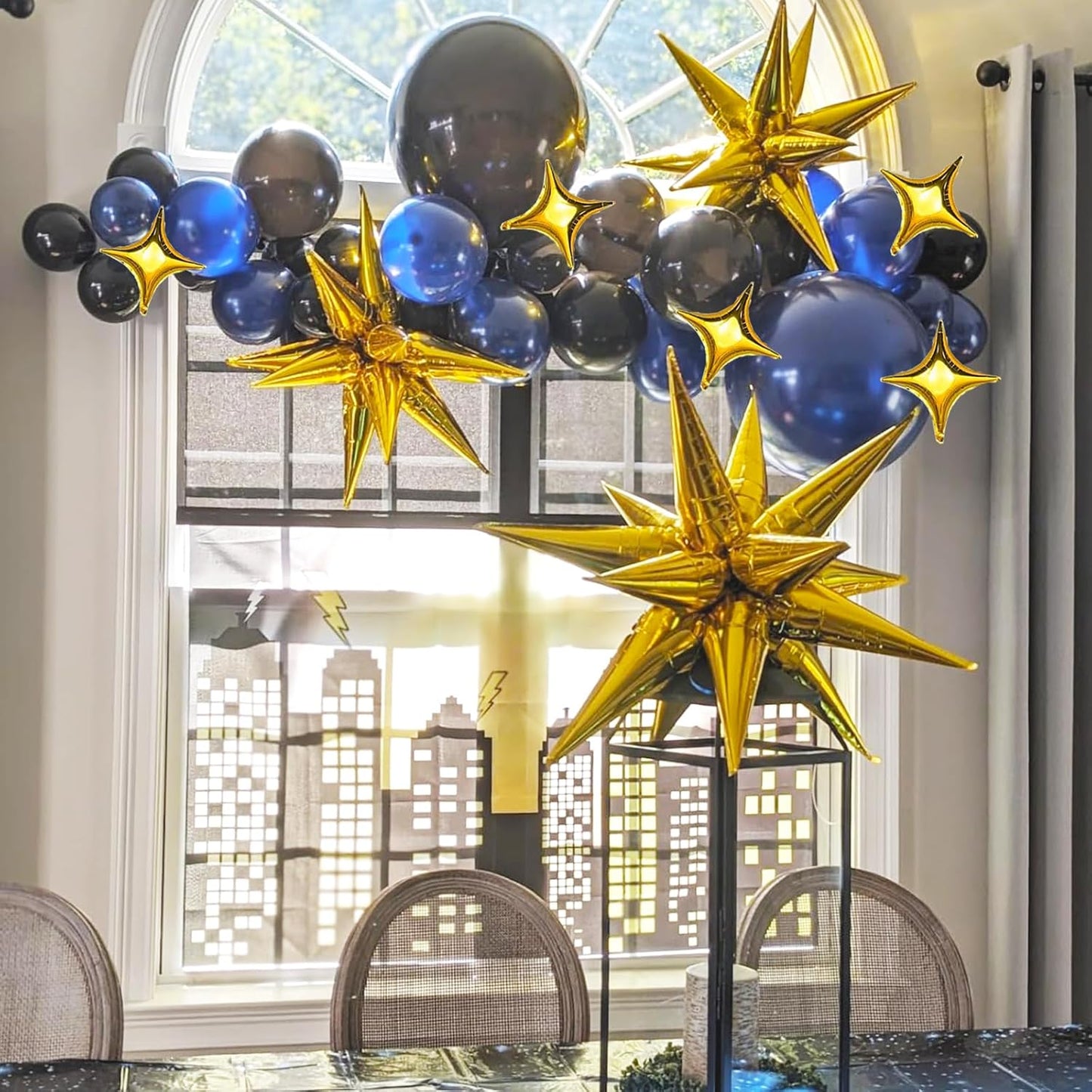 6 Pcs 22" & 10 Pcs 10" Star Foil Balloons - Gold, 12 Point & 4 Point Star Balloons for Party Supplies, Christmas, Birthday, Wedding