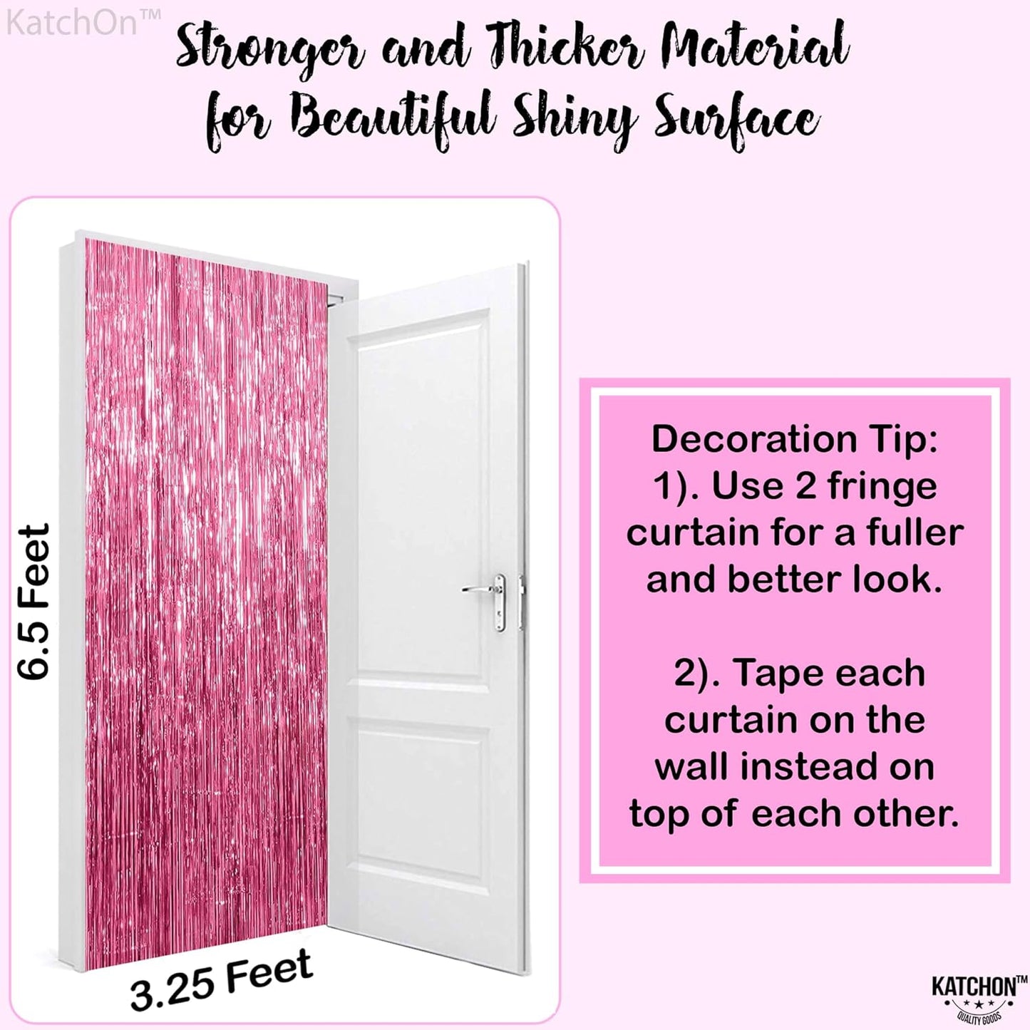 KatchOn, Pink Streamers for Pink Party Decorations - Pack of 2 | Fringe Backdrop for Birthday Decorations | Disco Party Decorations, Baby Shower, Bachelorette Party Decoration