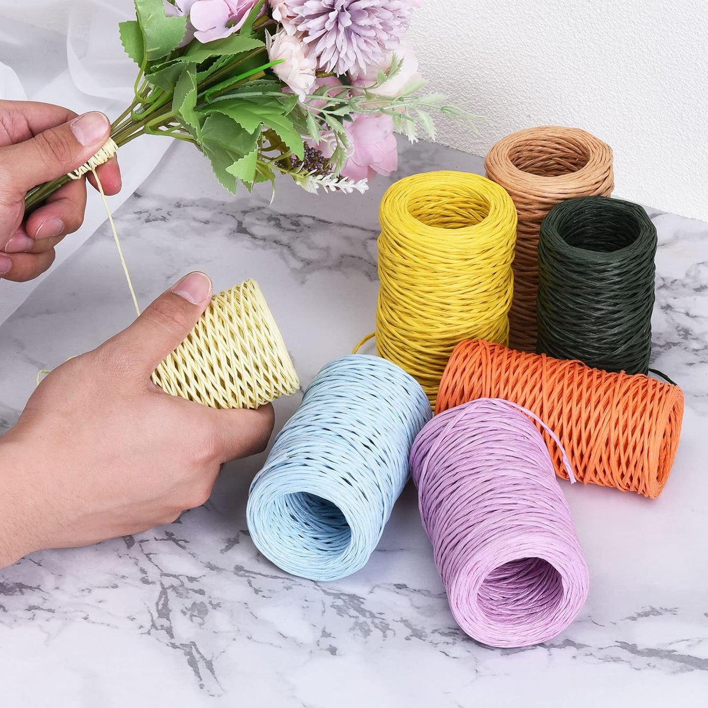 PATIKIL 164 Feet Floral Bind Wire Wrap Twine, 2mm Green Paper-Wrapped Iron Wire for Bouquets