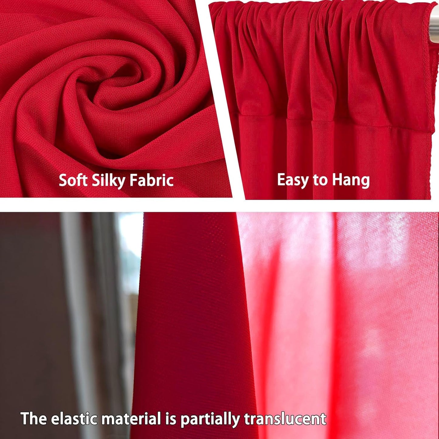 10 x 10 Feet Red Backdrop Curtain for Partie, Background Curtains for Photoshoot, Birthday, Wedding, Halloween, Thanksgiving, Christmas Day, New Year Party Decorations 5Ft x 10Ft, 2 Panels