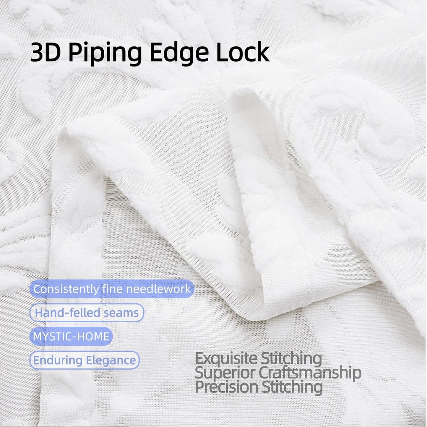 Curtains Sheer White Curtain Panels Boho Farmhouse Drapes with Vintage Floral Pattern 45" Short Length Rod Pocket for Bedroom Living Room Windows French Elegance 3D Relief, Set of 2 (52" Wide Each)