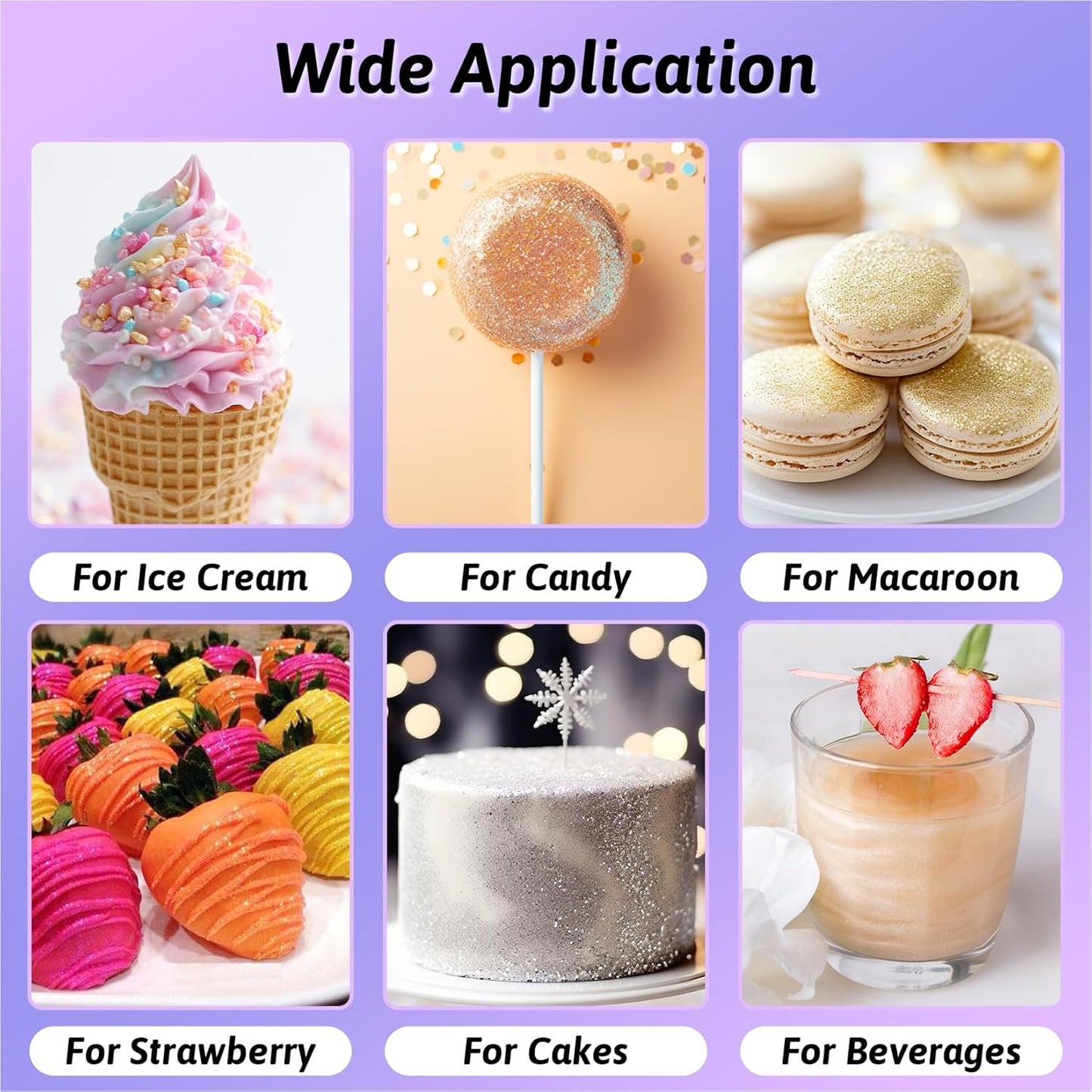 Edible Glitter - 8 Colors Luster Dust Edible Set for Drinks, Food Grade Edible Glitter Dust for Cake Decorating, Cocktail, Fondant, Strawberries, Candy, Cookie, Chocolate. Vegan and Gluten Free - 5g/bottle