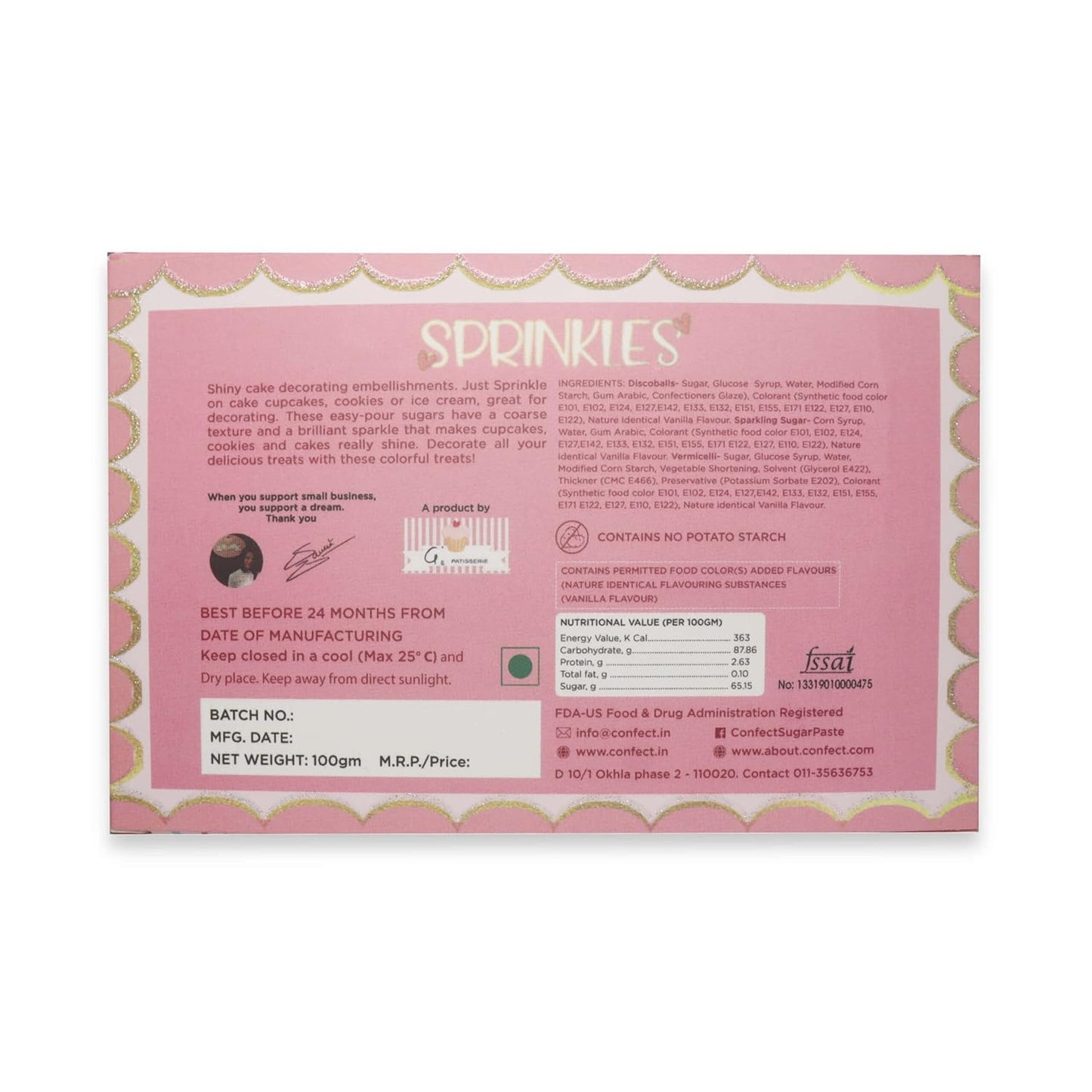 Confect Sprinkles for Cake & Cupcake Decoration | Pack of 5 Party Sparkle Sprinkles | Champagne Gold Pearl | Sliver & Bronze Jimmies Sliver Sparkling Sugar | Vegan, Gluten-Free, Nut-Free, Soy-Free, Dairy-Free, Palm Oil-Free - 5 Oz