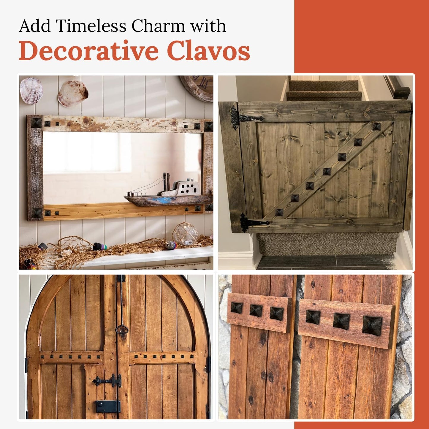 25 Pack 0.75" Square Head Iron Clavos Decorative Nails – Sealed Unfinished – Handmade Rustic Square Fasteners for Farmhouse Shutters, Barn Doors, Shutters, Gates – Ornamental Wood Accent