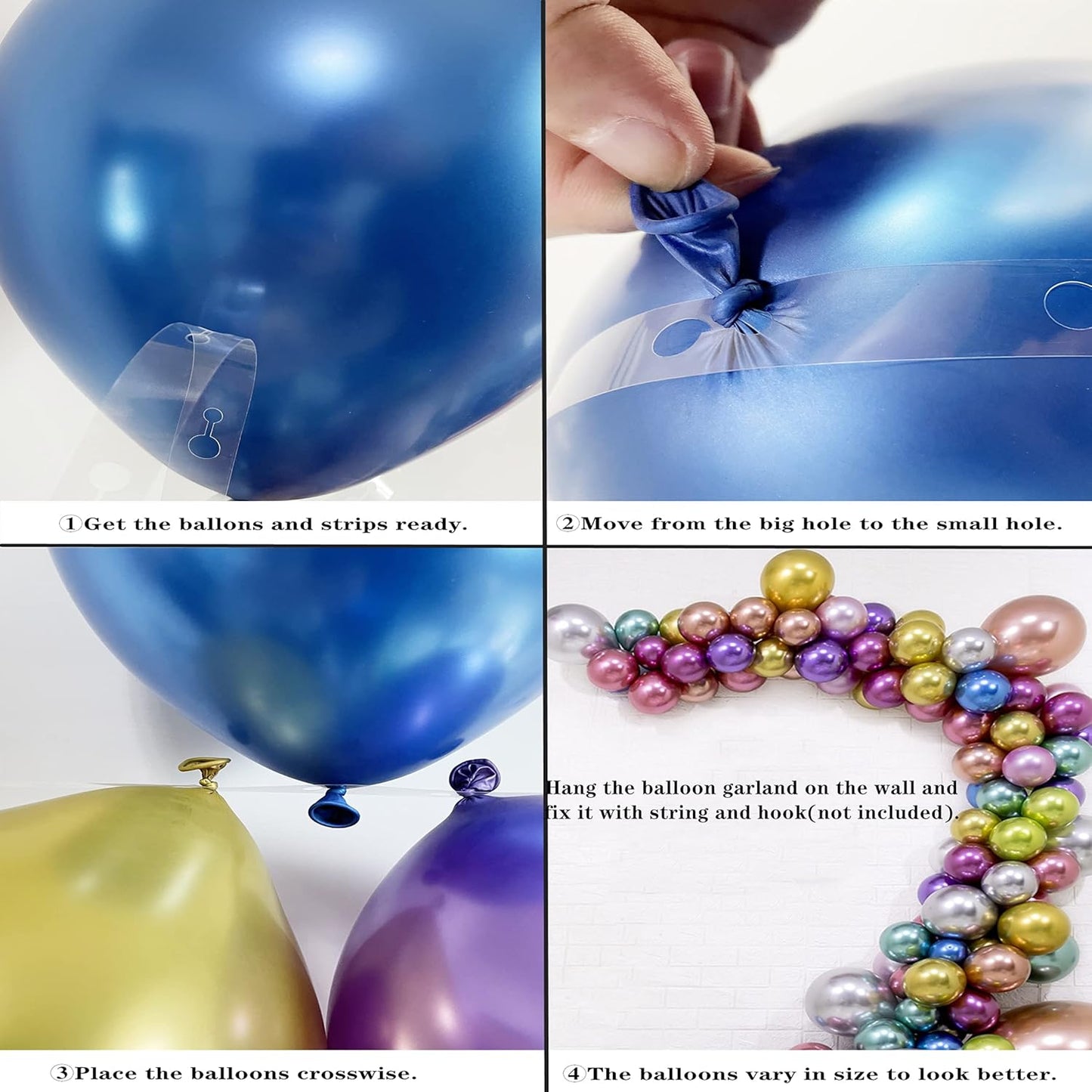 Colorful Party Balloons 100pcs 12inch Chrome Metallic Helium Balloons for Birthday Party Decoration and Arch Decoration Wedding Birthday Baby Shower Christmas Party