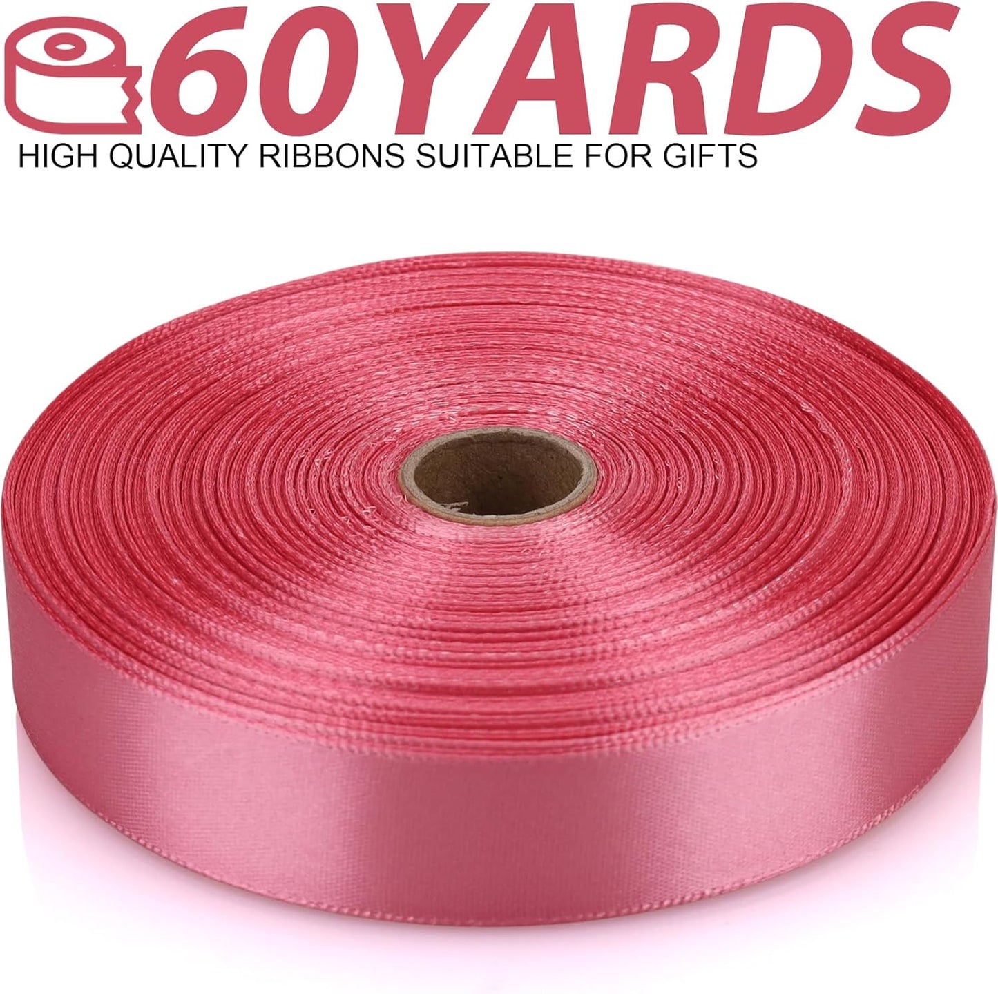 Rose Gold Polyester Satin Craft Ribbon - 7/8 Inch, 60 Yards - Single Face - For Handmade Roses, Gift Wrapping, Timeless Flower, Bouquets, Wedding and Party Decoration