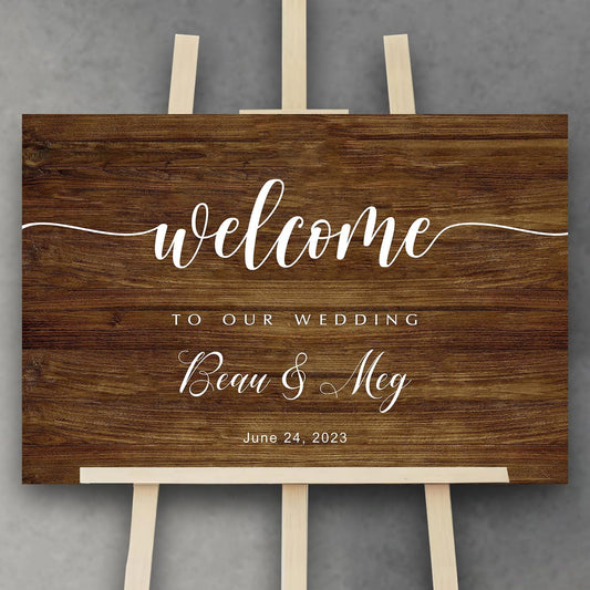 Generic Rustic Wedding Sign, 12x18 inches, Plastic, Weatherproof & Fade-Resistant, Customizable