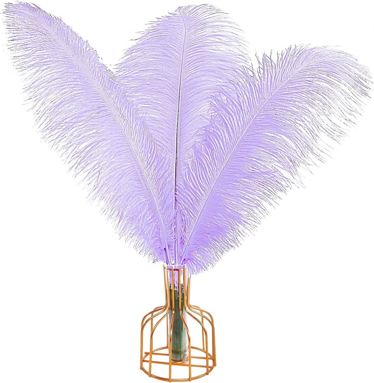 THARAHT Lavender Ostrich Feathers 12pcs Large Natural Bulk 12-14Inch 30cm-35cm for Wedding Party Centerpieces Easter Gatsbi and Decoration Feather