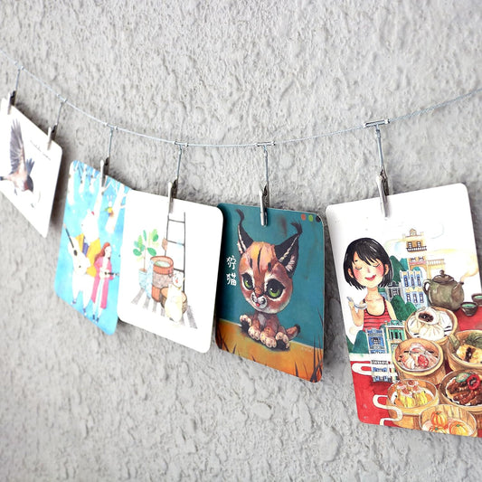 2 Pack Chain Photo Clip Hanging Photo Display Wall Photo Display Metal Photo String with 12 Clips Wall-Mounted Picture Holder for Hanging Painting Family Photos Artworks (Silver Color)