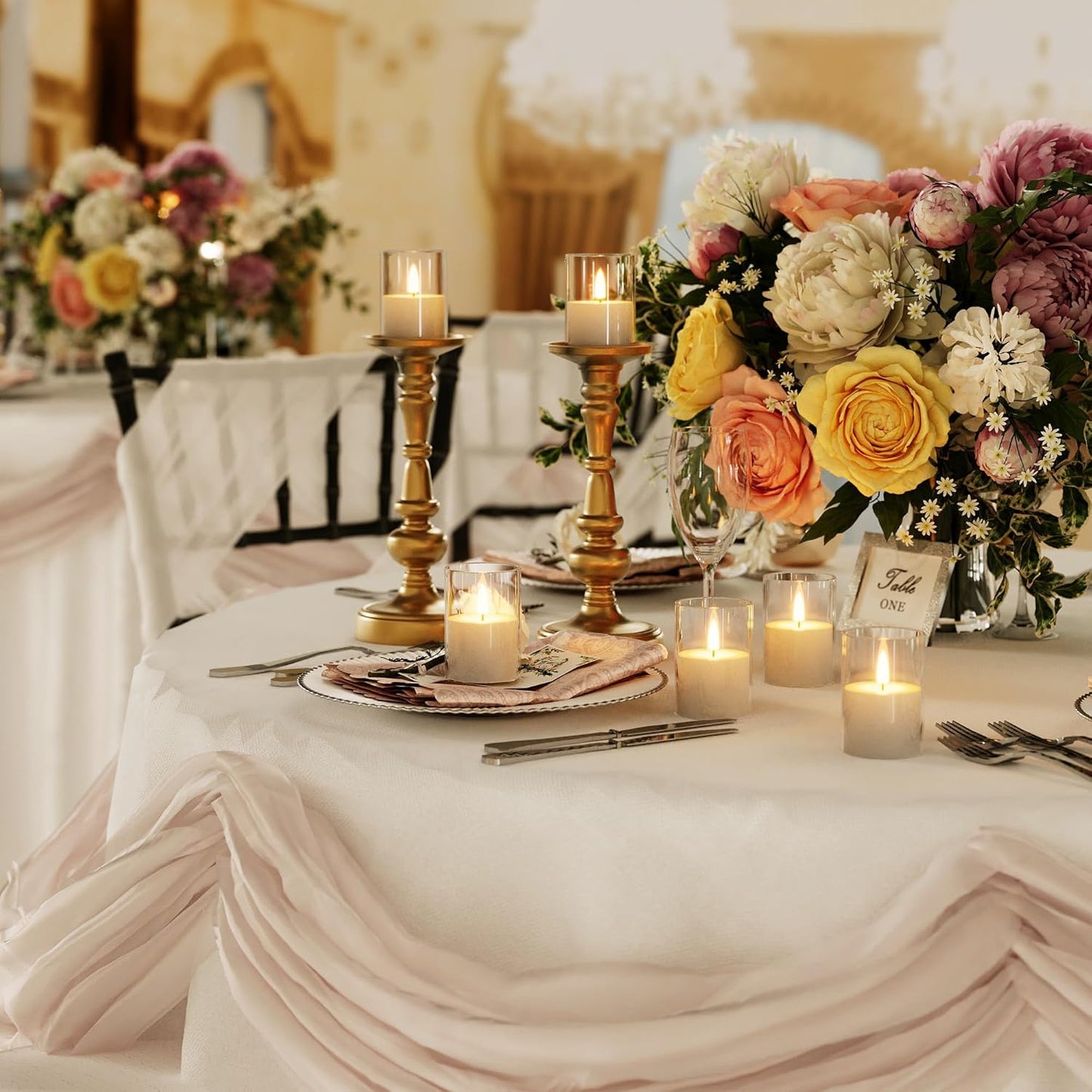 6Pack Flickering Flameless LED Candles with Remote & Timer, Battery Powered - Small Pillar & Votive, Clear (2"X3")