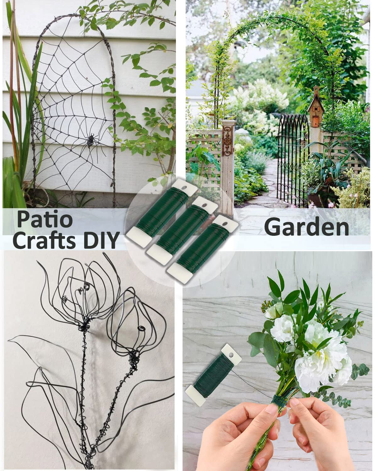 Green Floral Wire 3 Pack 117 Yards 22 Gauge Flexible Paddle Wire for Crafts Christmas Wreaths Tree,Garland and Floral Arrangements