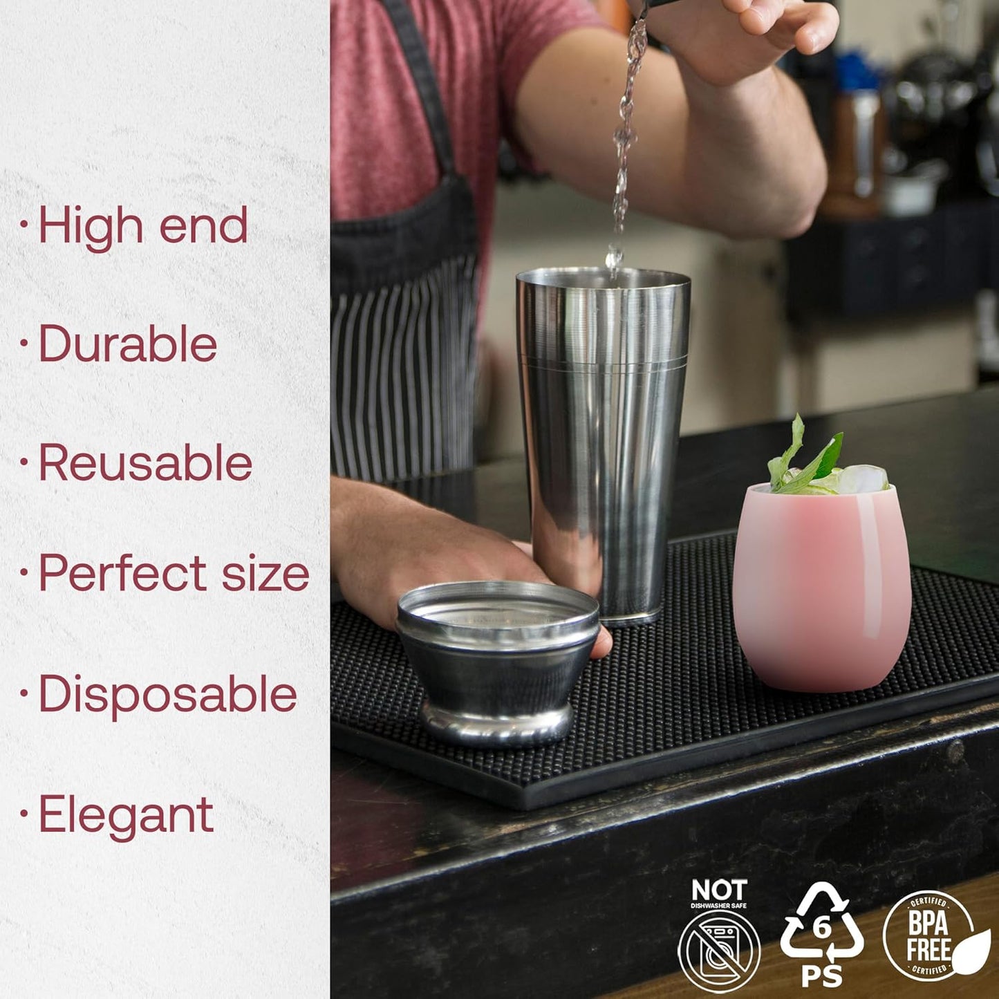 Smarty Had A Party 12 oz Wine Glasses – 64 Pink Stemless Plastic Wine Glasses, Unbreakable Disposable Drinkware for Weddings & Events