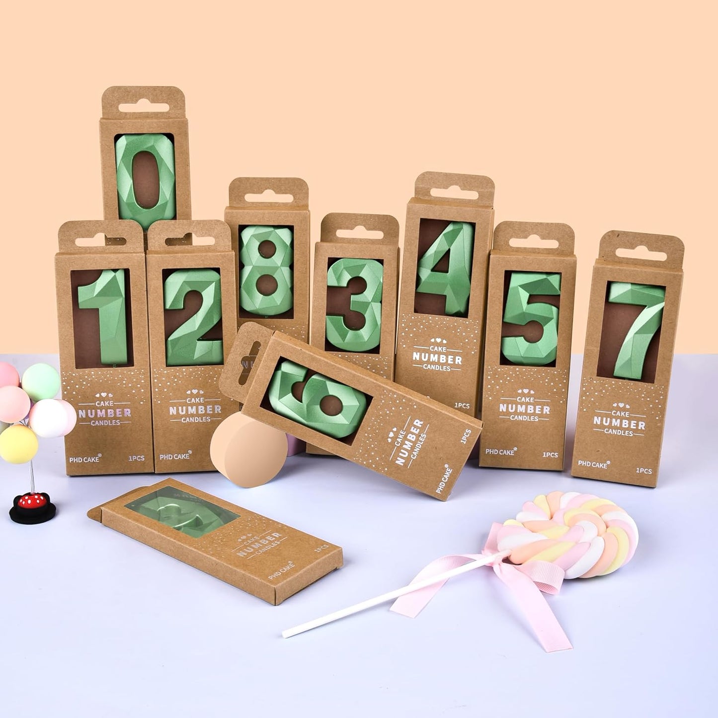 PHD CAKE 2.76 Inch Crystal Green 1 Number Cake Candle, Numeral Birthday Candles, Green Number Candles, Party Celebration