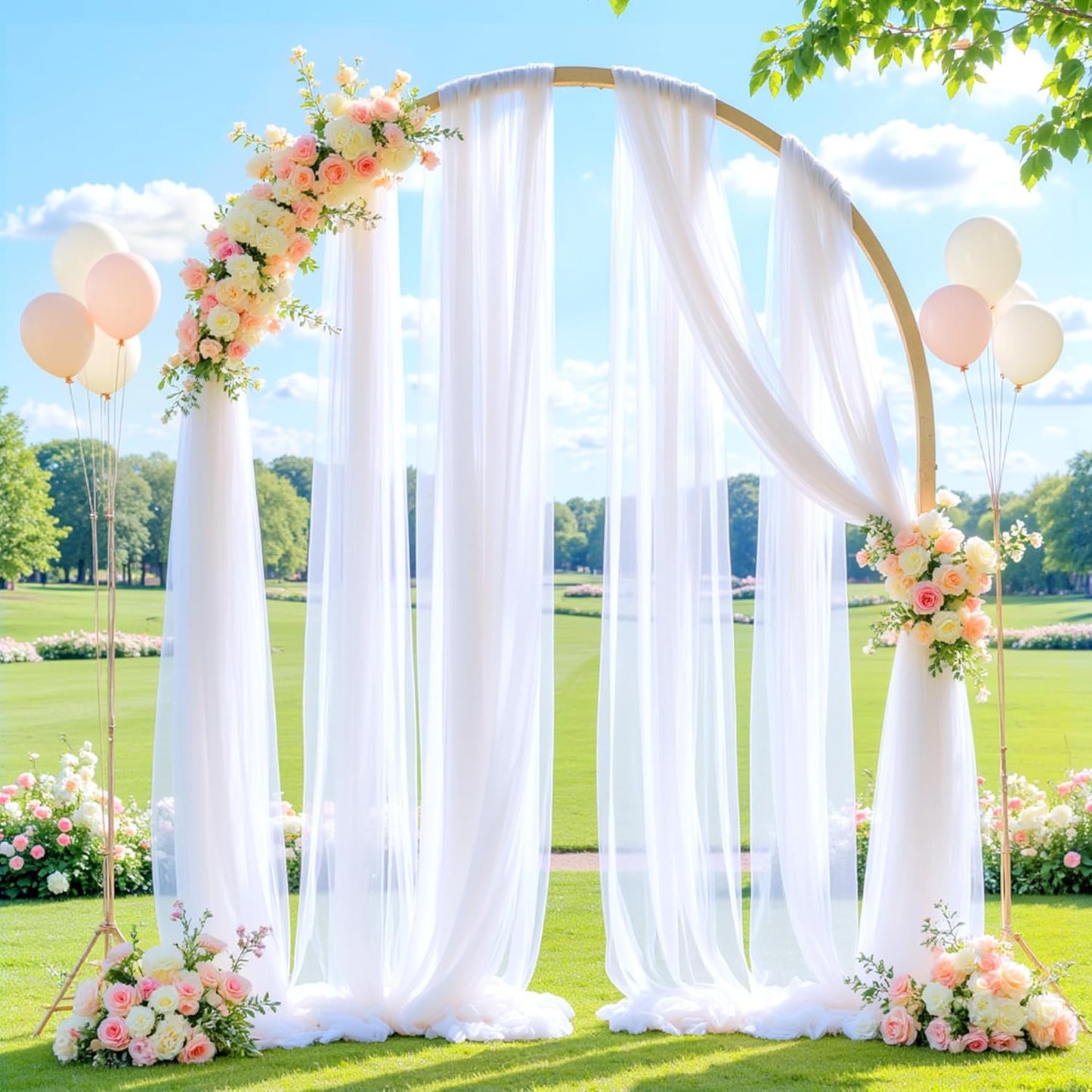 Wedding Arch Draping Fabric Backdrop 1 Panel 60" x 26Ft White Arch Drapes Curtains for Wedding Reception Sheer Tulle Backdrop Curtain for Ceremony Birthday Party Arbor Ceiling Decorations