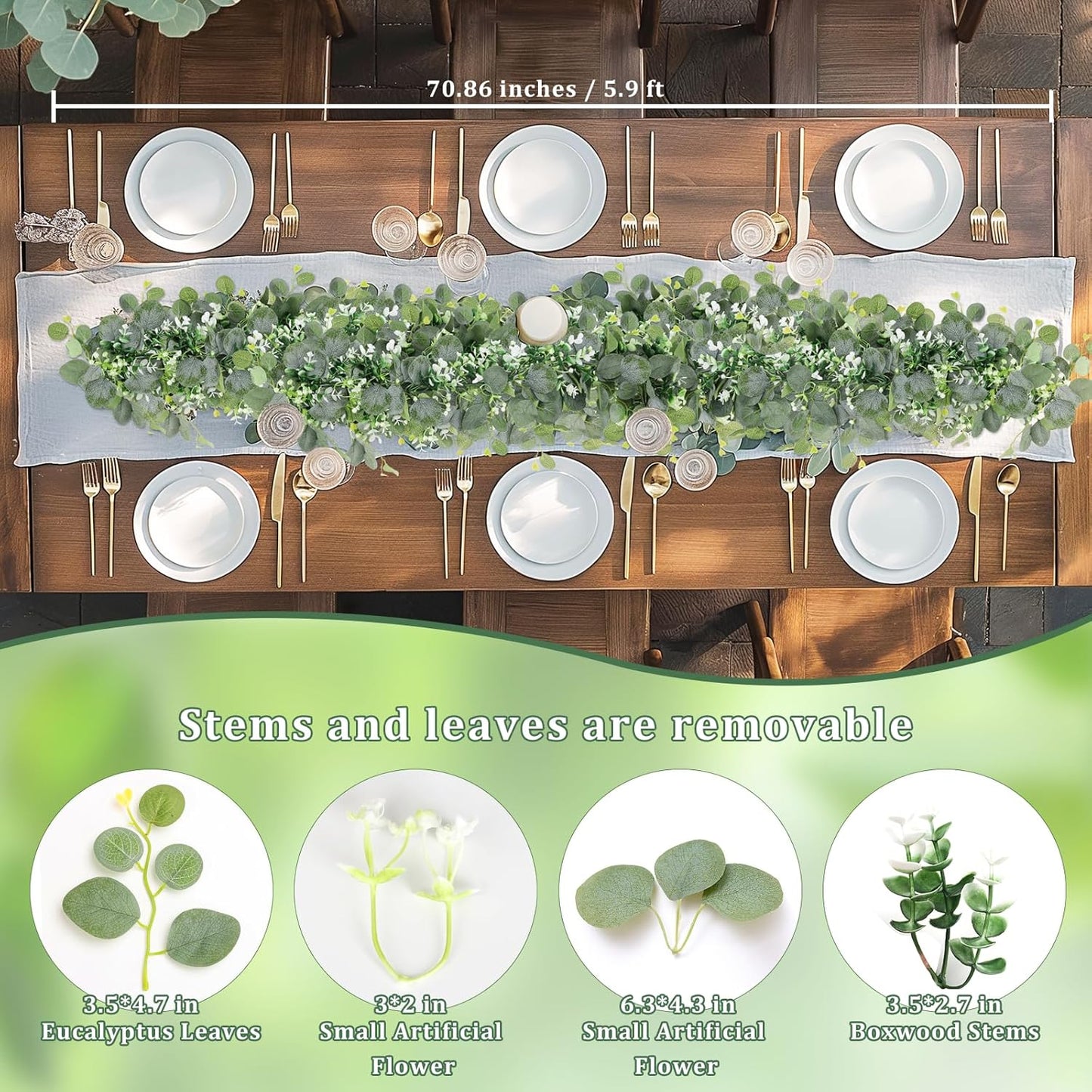 N&T NIETING 4 Pack Artificial Eucalyptus Leaf Garland, Faux Greenery Garland Decor 6 FT Summer Garlands, Fake Hanging Vines Garlands for Decoration Table Mantle