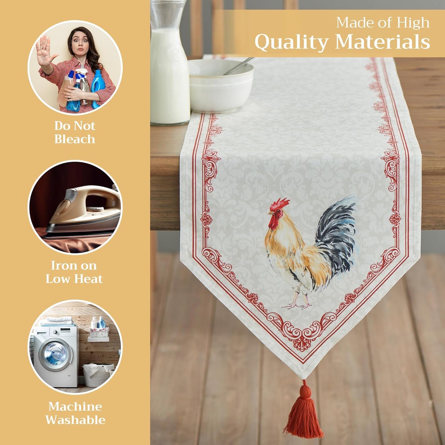 Maison d' Hermine Table runner 100% Cotton Double Layer Table Runners 108 inches long Decorative for Home Kitchen Dining Party Baby Shower Wedding Bridal Shower Spring Summer (Campagne, 14.50" x 108")